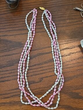 Silver Freshwater Pearl Necklace Pink And White
